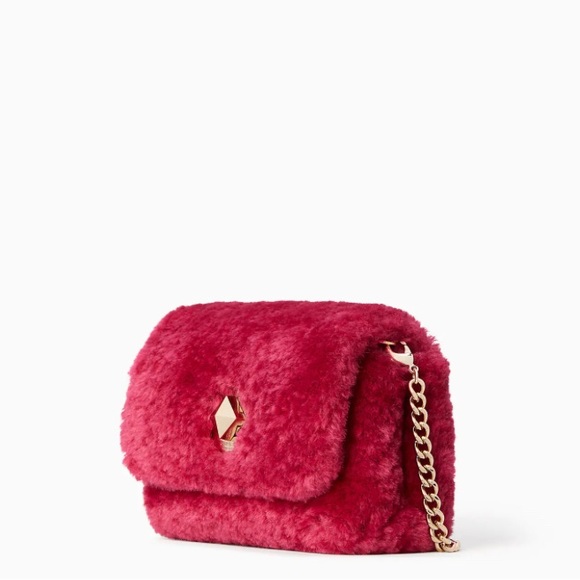 Authentic KATE SPADE FAUX FUR TURNLOCK Small CLUTCH/Crossbody - Picture 14 of 15